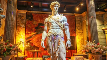 Obraz premium A Marble Statue of a Muscular Man in a Luxurious Setting