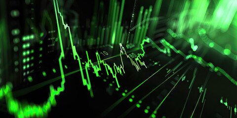 Obraz premium Corporate Finances Rise Above Expectations - Chart in Black and Green