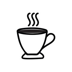 Coffee and tea cup outline icon isolated flat design vector illustration on white background.