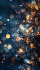 Fototapeta premium christmas tree with lights and snow