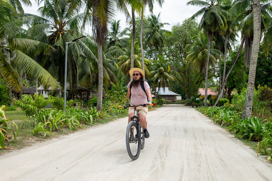 Tourist on La Digue, Seychelles Island