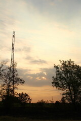 A power line in the sunset