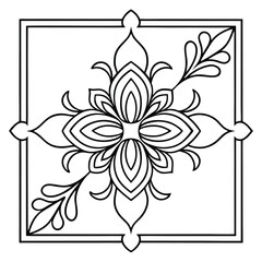 Square floral page corner ornament design
