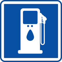 Blue Filling Station Sign. Square Road Sign. Vector Icons