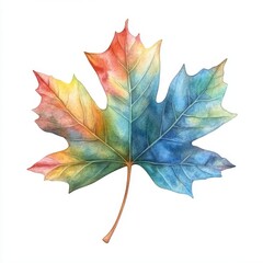 Obraz premium Fall leaf watercolor, autumn color, transparent background