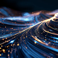 Blue and golden Energy Flow symbolizing AI Data Transfer - Generativ AI