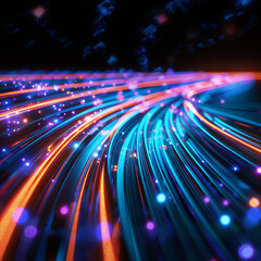 Colorful Neon Energy Flow symbolizing AI Data Transfer - Generativ AI