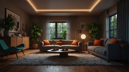 Fototapeta premium Living room in retro style, art deco