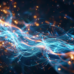 Blue and golden Energy Flow symbolizing AI Data Transfer - Generativ AI