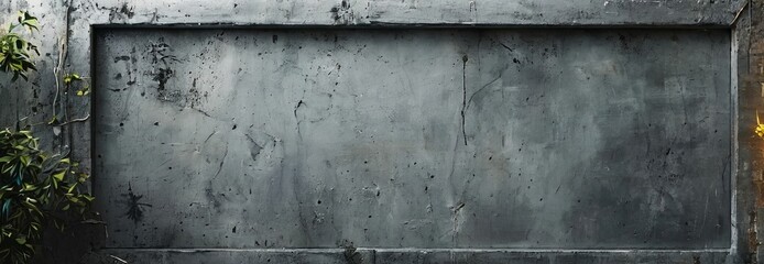 large gray wall with plant in the corner