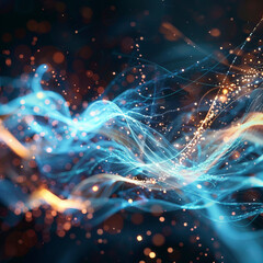 Blue and golden Energy Flow symbolizing AI Data Transfer - Generativ AI