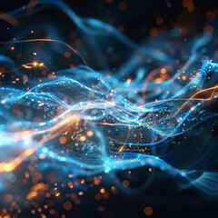 Blue and golden Energy Flow symbolizing AI Data Transfer - Generativ AI