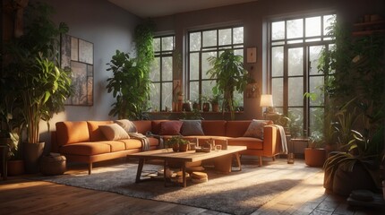 Fototapeta premium Living room in retro style, art deco