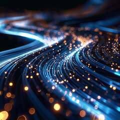 Blue and golden Energy Flow symbolizing AI Data Transfer - Generativ AI