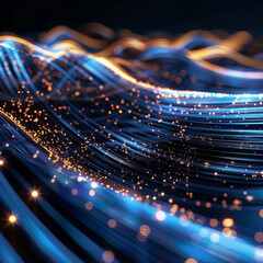 Blue and golden Energy Flow symbolizing AI Data Transfer - Generativ AI