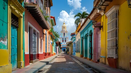 Fototapeta premium LATIN TRADITIONAL LITTLE TOWN. BACKGROUND. WALLPAPER 