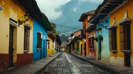 Fototapeta premium LATIN TRADITIONAL LITTLE TOWN. BACKGROUND. WALLPAPER 