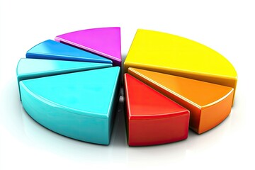 Obraz premium Colorful pie chart segments for visual representation of data, perfect for presentations and educational materials.