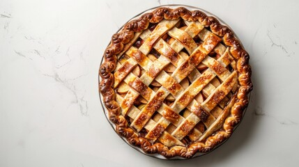 Tasty delicious apple pie closeup view isolated over white background
