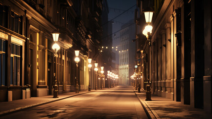 Naklejka premium Empty city street at night
