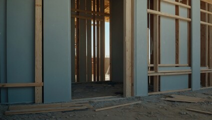 New Plastic Door Fragment Installed in House Under Construction