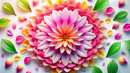 Obraz premium Vibrant, delicate petals of a blooming flower surround a sleek, modern logo, blending nature's beauty with corporate sophistication in a harmonious, visually striking composition.