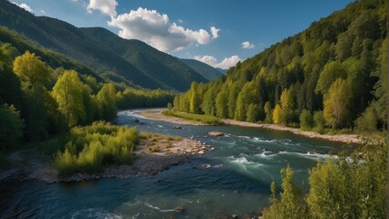 Mountain stream, summer