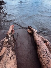 Women at Black sand beach in Hana