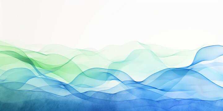 Company mission statement poster, showcasing key values and goals in various shades of blue and green, against a white background.