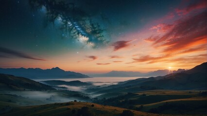 Wallpaper, Northern Lights in the Mountains