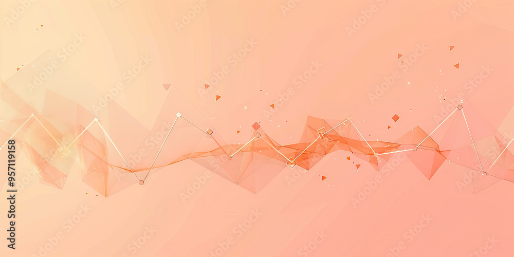 Wall mural An abstract line graph illustrating employee satisfaction over time, set against a soft, pastel-colored background