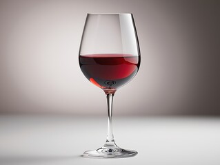 Elegant Red Wine Glass with Beautiful Lighting on White Background