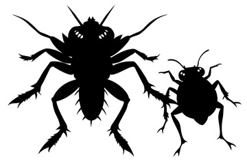 Creepy Crawling Insects silhouette . Black Widow spider in vector isolated on White. Single Spider Icon or Logo. Good as a design element to Halloween Holidays.