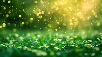 Fototapeta premium Clover Field with Golden Light