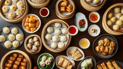 flat lay of a dim sum