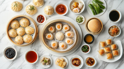 flat lay of a dim sum