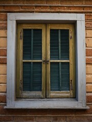 Old window with shutters, depicted in a photo.