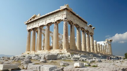 Fototapeta premium The ancient Parthenon in Athens, Greece, standing proudly on the Acropolis