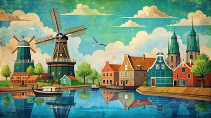 Vibrant Illustration The Netherlands Geography