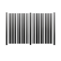 A black and white barcode icon is isolated on a white background. The barcode is made up of vertical lines of varying widths