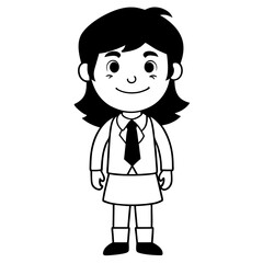 Smiling Indian Teen Girl, 17, in School Uniform - Full Body Vector Illustration