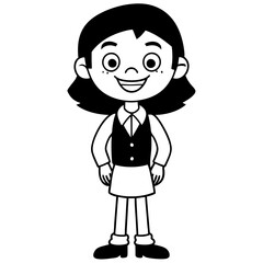 Smiling Indian Teen Girl, 17, in School Uniform - Full Body Vector Illustration