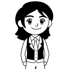 Smiling Indian Teen Girl, 17, in School Uniform - Full Body Vector Illustration