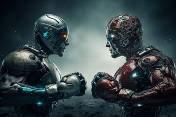 Robotic showdown  a thrilling boxing match between powerful and advanced mechanical fighters