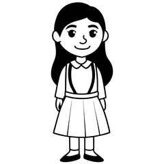 Smiling Indian Teen Girl, 17, in School Uniform - Full Body Vector Illustration