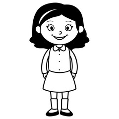 Smiling Indian Teen Girl, 17, in School Uniform - Full Body Vector Illustration