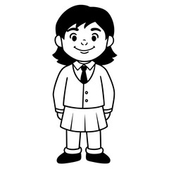 Smiling Indian Teen Girl, 17, in School Uniform - Full Body Vector Illustration