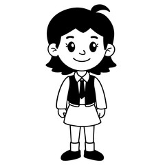 Smiling Indian Teen Girl, 17, in School Uniform - Full Body Vector Illustration