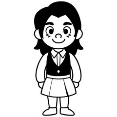 Smiling Indian Teen Girl, 17, in School Uniform - Full Body Vector Illustration