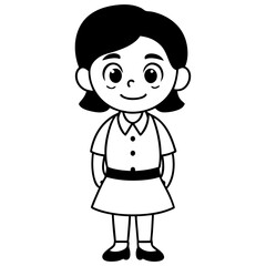 Smiling Indian Teen Girl, 17, in School Uniform - Full Body Vector Illustration